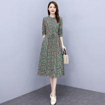 Four Seasons Green Woman Dress New Hangzhou 2022 Spring Autumn Long Sleeve Suhang Cotton Linen Dress Superior Sensation Shatters Long Dresses
