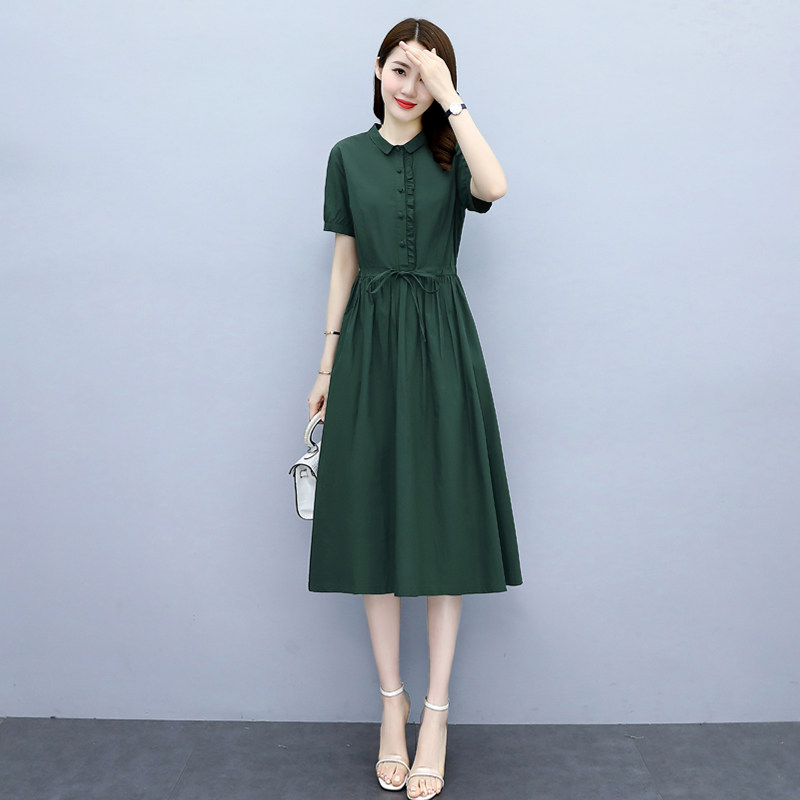 Cotton and linen dress women's summer 2022 new high-end sense waist slimming high-end brand chic age-reducing skirt