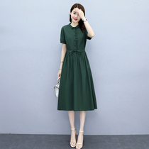 Hangzhou Four season Qingsuhang womens clothing 2022 Summer new collection waist display slim cotton linen dress with big code shirt dress