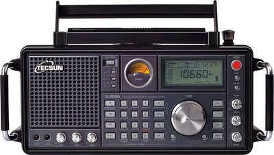 Tecsun Desheng S-2000 FM Medium Wave Shortwave-Air Band Radio Black Tuning Desktop