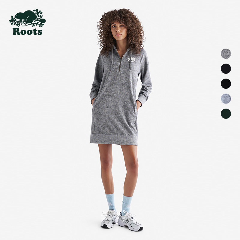 Roots American Classic Women's Spring Casual Long-Sleeved Hooded Pullover Half-Zip Dress 38130429 Roots American Classic Women's Spring Casual Long-Sleeved Hooded Pullover Half-Zip Dress 38130429