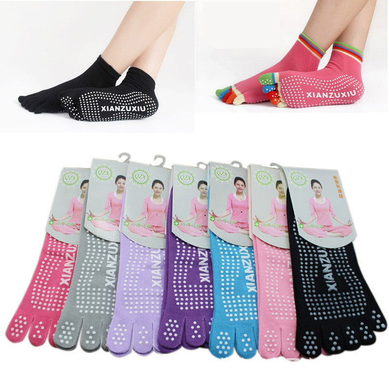 women's autumn winter sports yoga five finger solid color yoga socks