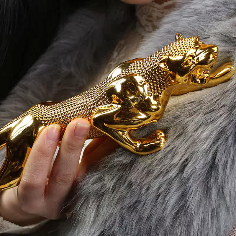 大号金钱豹汽车摆件豹子创意车内饰品摆件创意车载车饰品汽车装饰