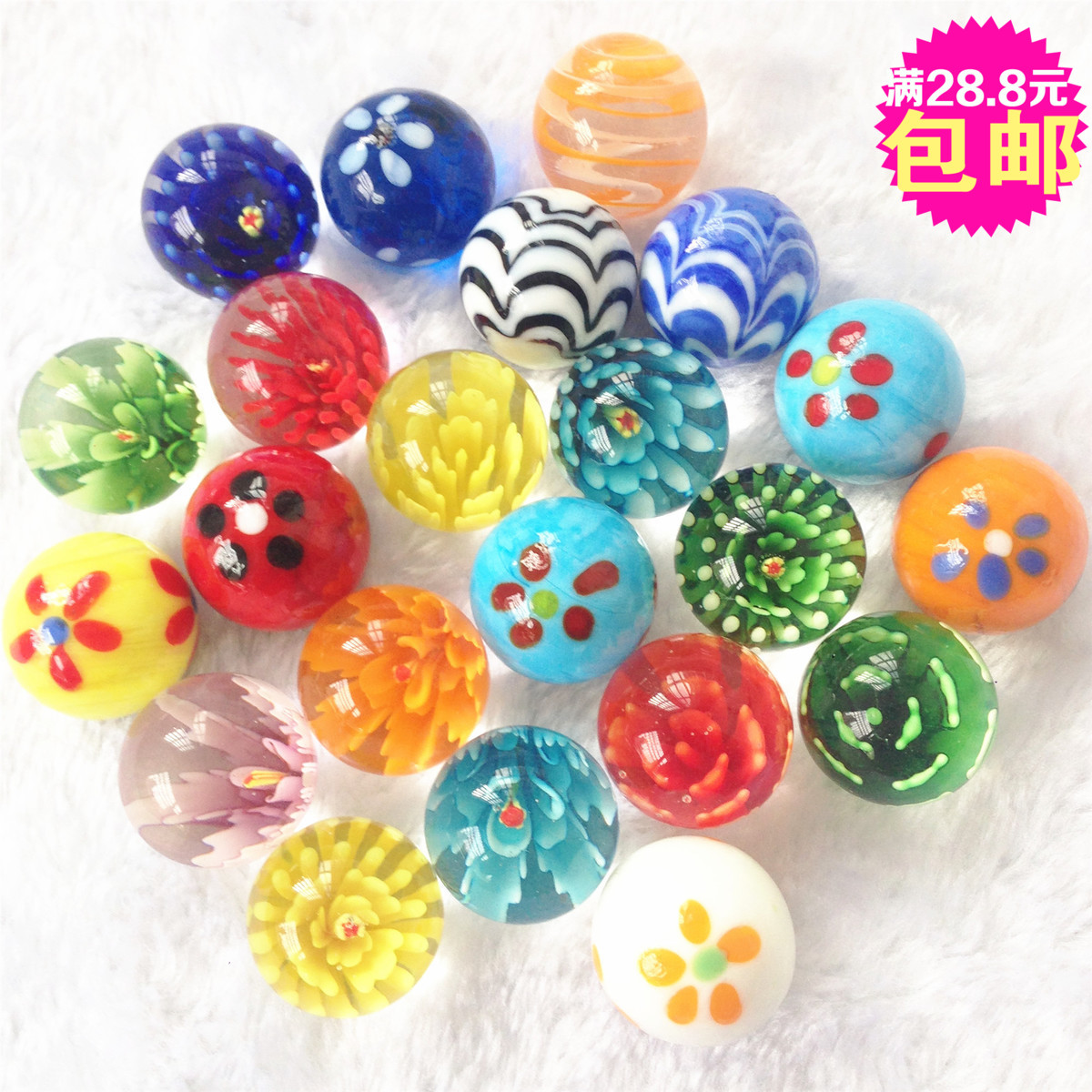 25MM Artisanal Marbles Brilliant Glass Ball Fish Tank Vases Decorated Playing Marbles Game Animals Rolling Game Animals Chess