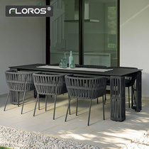 Nordic outdoor rope table and chair set open-air garden balcony coffee table leisure rattan chair pure handmade chair combination