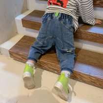 Boy jeans Korean version of the new wave Spring and autumn Chinese baby boy baby foreign air fall Long pants Childrens clothes