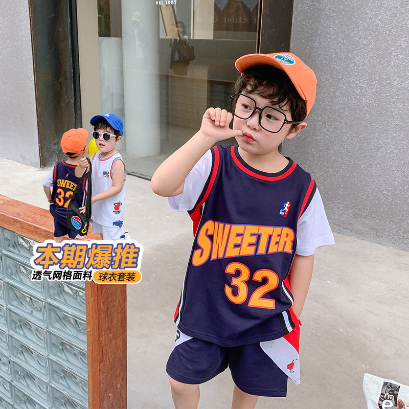 Boys Short Sleeve Summer Clothing 2021 Summer New Model for Children's Children's Clothes