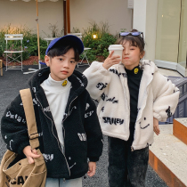 BBs childrens clothing boys jacket thickened warm winter clothing 2022 new winter big childrens hooded top trend