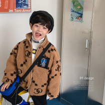 BBs childrens clothing boys quilted anti-lamb wool jacket 2022 new winter middle and big childrens warm tops