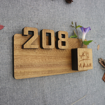  Solid wood retro digital hotel house number Custom bed and breakfast house number Personality creative studio Restaurant private room house number