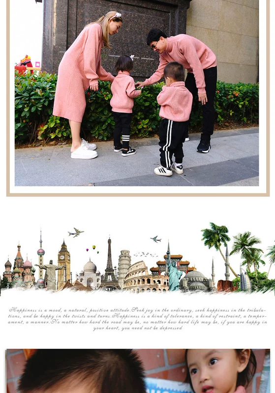 2019 phụ huynh-trẻ em quần áo mùa xuân quần áo trẻ em nam mẹ và con gái Pháp hương thơm nhỏ bột san hô áo len cô gái phong cách mới - Trang phục dành cho cha mẹ và con