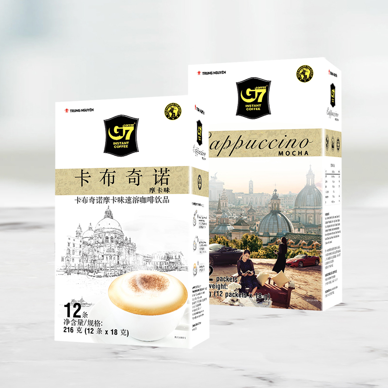 Vietnam imports Central Plains G7 cappuccino instant coffee powder (Moka 216g hazelnut 216g) 2 boxes combinations