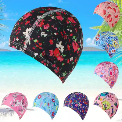 Swimming cap female long hair fashion sexy cute swimming cap female fabric Korean adult women increase headless hot spring