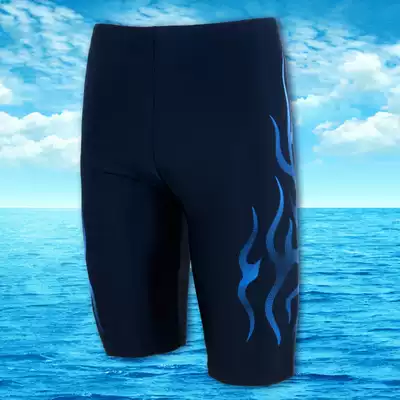 Free shark comfortable swimming trunks waterproof plus size men's five-point flame swimsuit tight swimming trunks equipped with five-piece set
