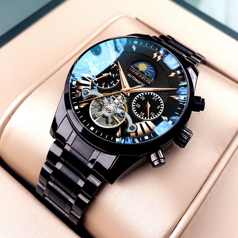 Louis Juelun Watch Men's Swiss Automatic Mechanical Watch Top Ten Famous Brand Waterproof Tourbillon Hollow Tide Men's Watch