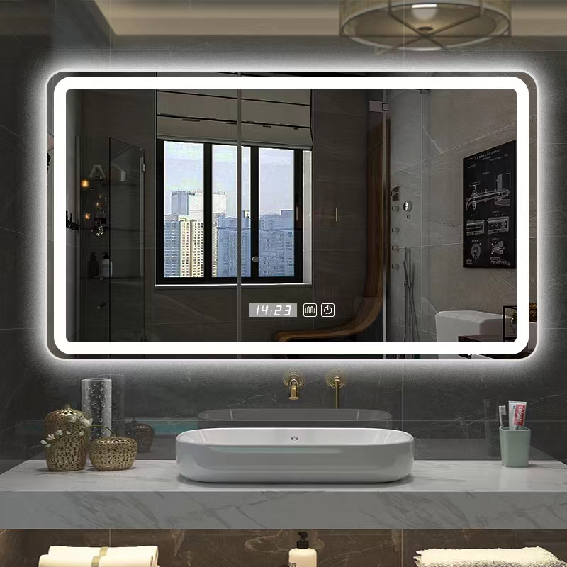 Smart mirror wall hanging bathroom explosion-proof round mirror led dressing room makeup wall hanging with light defogging touch luminous mirror