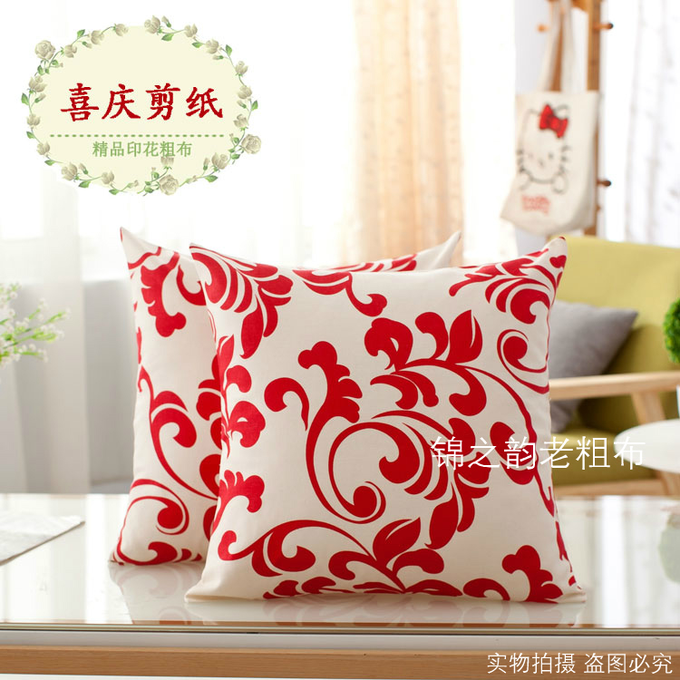 Cotton cũ vải thô ôm gối mà không cần lõi vuông sofa bông đệm thắt lưng gối giường tựa lưng xe gối