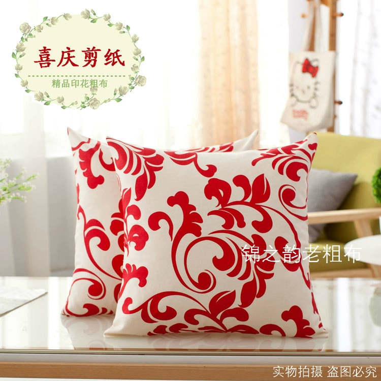 Cotton cũ vải thô ôm gối mà không cần lõi vuông sofa bông đệm thắt lưng gối giường tựa lưng xe gối gối kèm chăn 2 trong 1