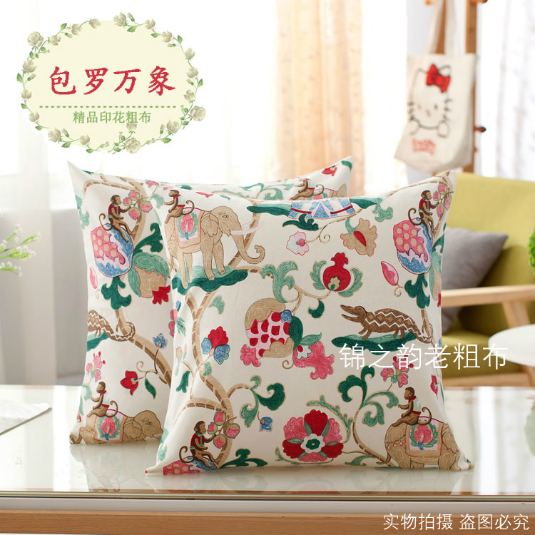 Cotton cũ vải thô ôm gối mà không cần lõi vuông sofa bông đệm thắt lưng gối giường tựa lưng xe gối