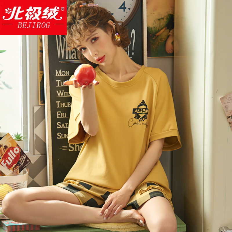 Arctic velvet summer pajamas women's 2022 new short-sleeved cotton net red popular ladies spring and autumn homewear suit