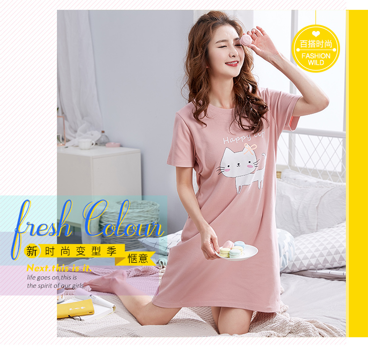 Hàn quốc phiên bản của nightdress nữ mùa hè cotton ngắn tay váy ngọt ngào dễ thương cộng với chất béo kích thước lớn đồ ngủ ít ladies home dịch vụ mùa hè