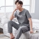 Cặp vợ chồng đồ ngủ cotton mùa hè quần ngắn tay hai mảnh phù hợp với đồ ngủ nam mùa hè kích thước lớn có thể được mặc bên ngoài dịch vụ gia đình bộ đồ mặc nhà