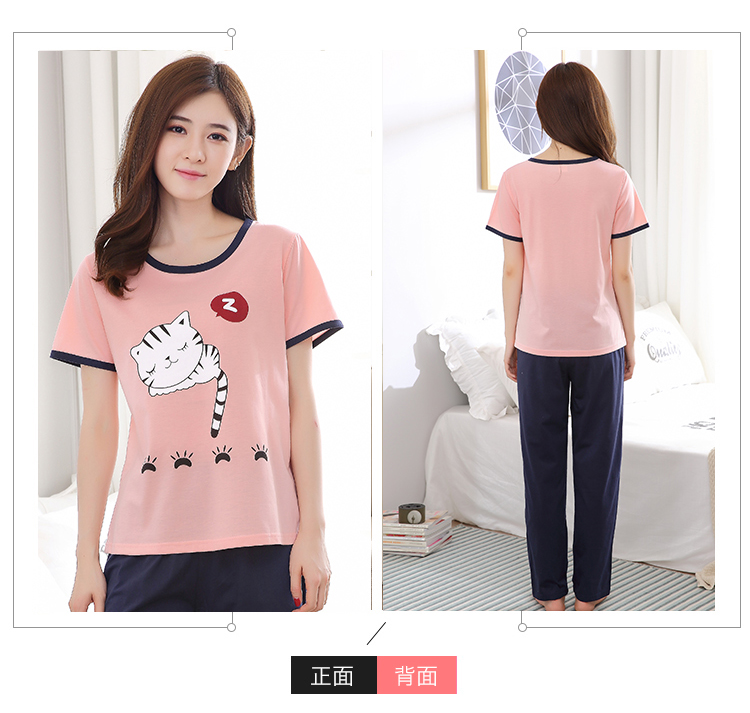 Đồ ngủ nữ mùa xuân và mùa hè cotton tay ngắn quần ngọt ngào và dễ thương có thể mặc đồ thể thao mỏng phần ít phụ nữ phục vụ nhà pijama nam
