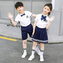 Kindergarten Landscaped Summer White Shirt Suit Students School Uniforms Pure Cotton Class Clothes Children Short Sleeve Summer Clothing