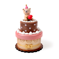 Jeancard Wood Small Bear Birthday Cake Music Box Cartoon Healing Eight-tone Box Childrens Day Gifts