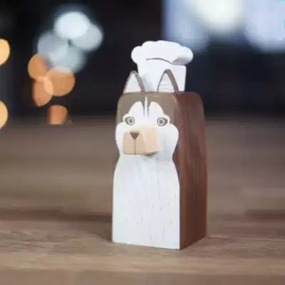 Taiwan wooden faithful seasoning jar Husky cartoon seasoning bottle creative kitchen dining room dining table decoration decoration