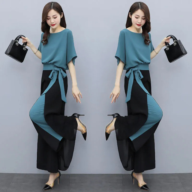 Wide-leg pants suit women's summer 2022 new temperament mother high-end casual fashion professional two-piece skirt pants