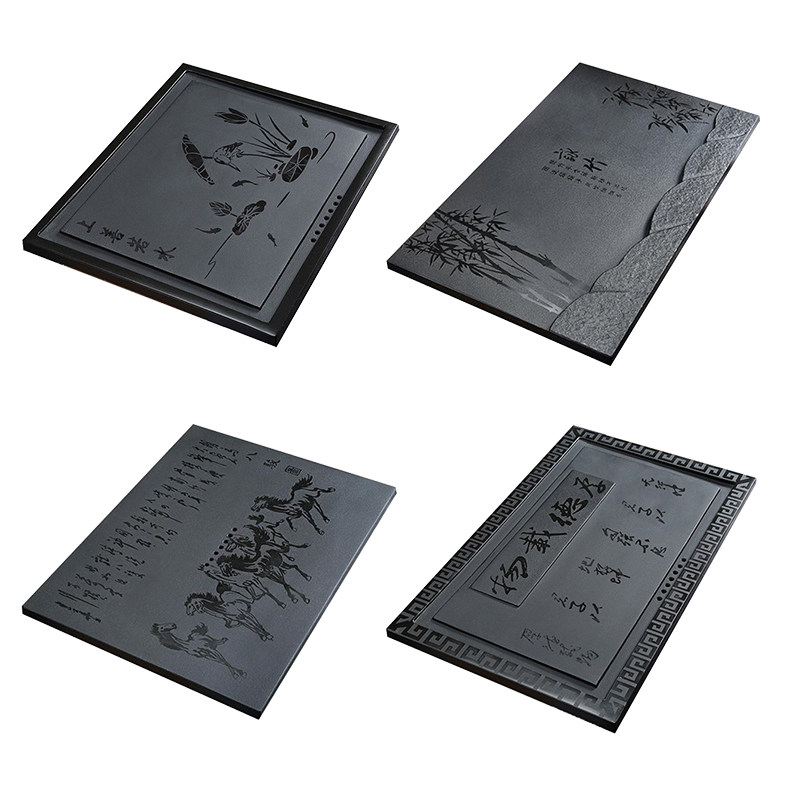 Tea Table Slate Face Tea Table Slate Stone Slate Interior Flush with Golden Stone Tea Tray Tea Table Middle Panel Cover Plate Customize-Taobao