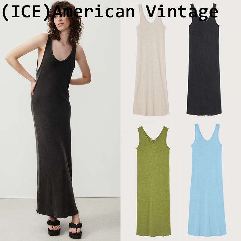 Ice Boutique Store Genuine American Vintage Spring and Summer Long Dress Vest Camisole V-Neck Sleeveless Dress for Women