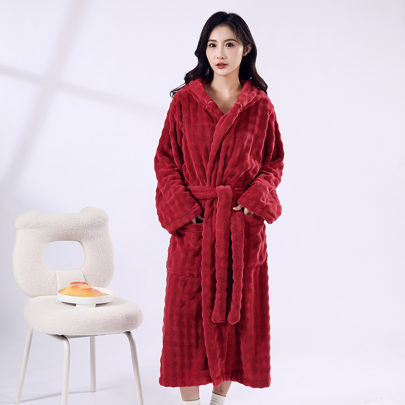 Coral Fleece Striped 2026 New Absorbent Bath Towel, Thickened and Enlarged Long Bathrobe, Unisex Bathrobe and Bath Towel