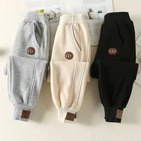 Детские демисезонные бархатные удерживающие тепло штаны подходит для мужчин и женщин для девочек, увеличенная толщина, в западном стиле