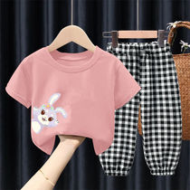 Vêtements dété pour la fille Echange dair extérieur 2023 nouveaux produits Petite fille pour enfants T-shirt manches courtes Deux sets