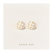 EAVAN ACC Marguerite enamel check French premium vintage earrings 2021 new earless pierced ear clip