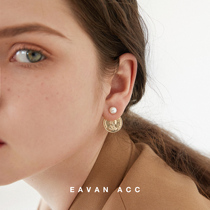 EAVAN ACC Venice Gold coin Classic double-sided retro portrait coin earrings Premium sense pearl earrings