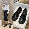 Small Leather Shoes, British Style Flats for Women, 2025 New Autumn and Winter Flat Loafers, Versatile Black Work Shoes, Slip-On