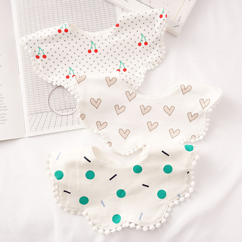 Baby bib male and female baby pure cotton edge children's saliva towel fashion printing newborn anti-spitting bib