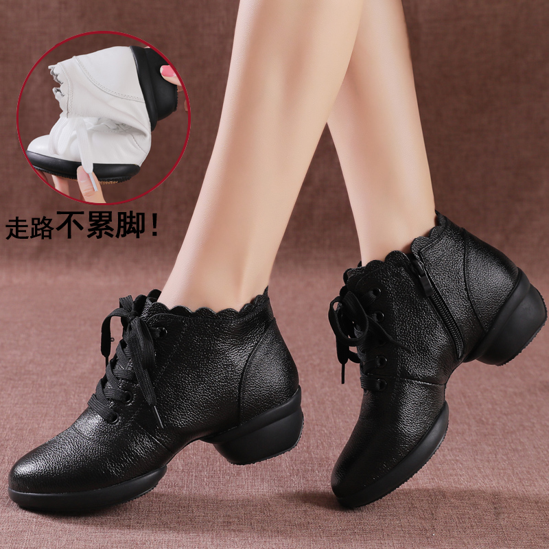 Spring Summer Square Dance Shoes Women Soft-bottom Genuine Leather 2022 New Sailors Dance Shoes Adult White With Dancing Shoes