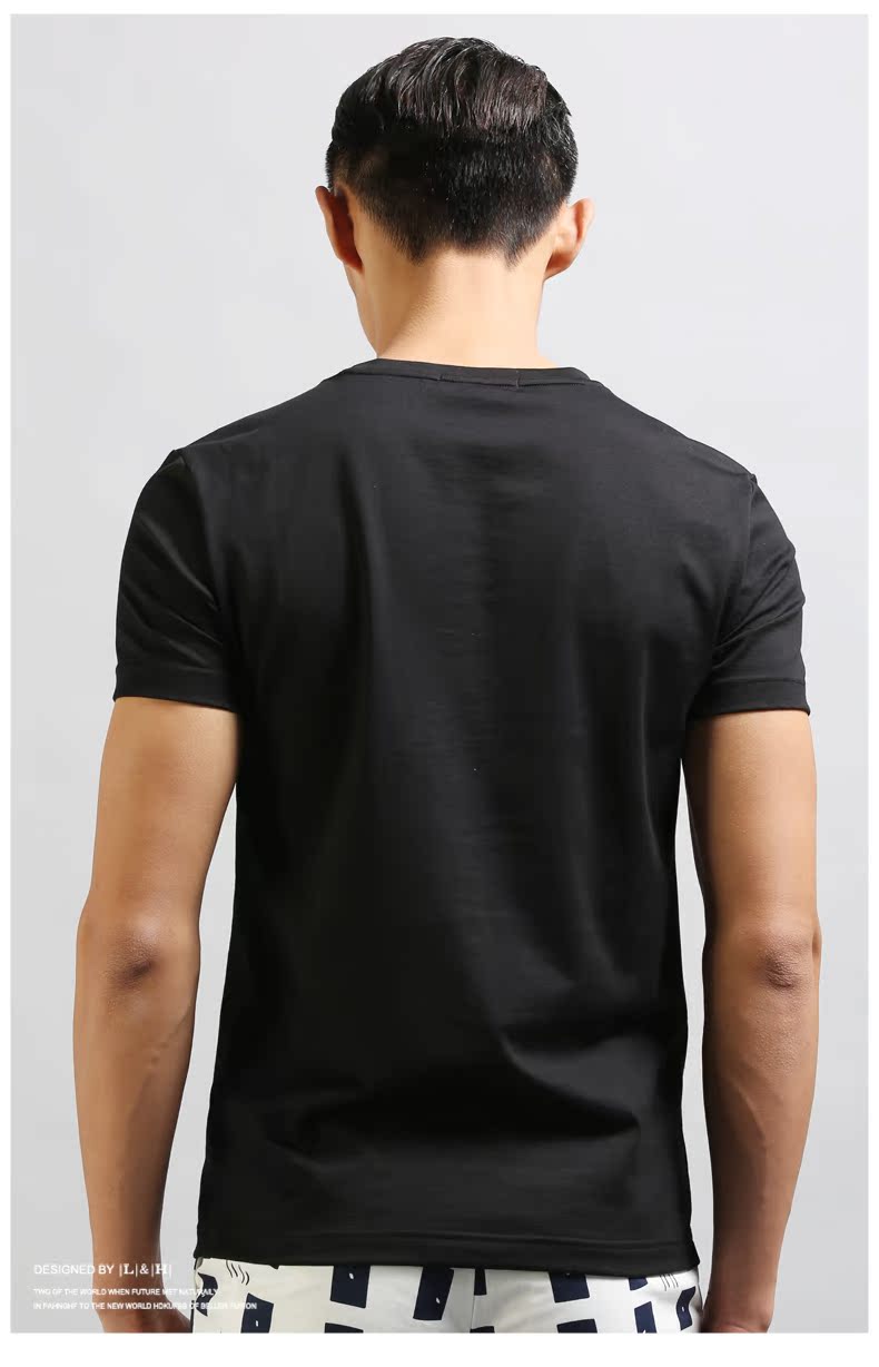 Luo Hao nam mùa hè cotton mỏng giản dị cổ tròn ngắn tay t-shirt nam thời trang cá tính in ấn thanh niên từ bi người đàn ông