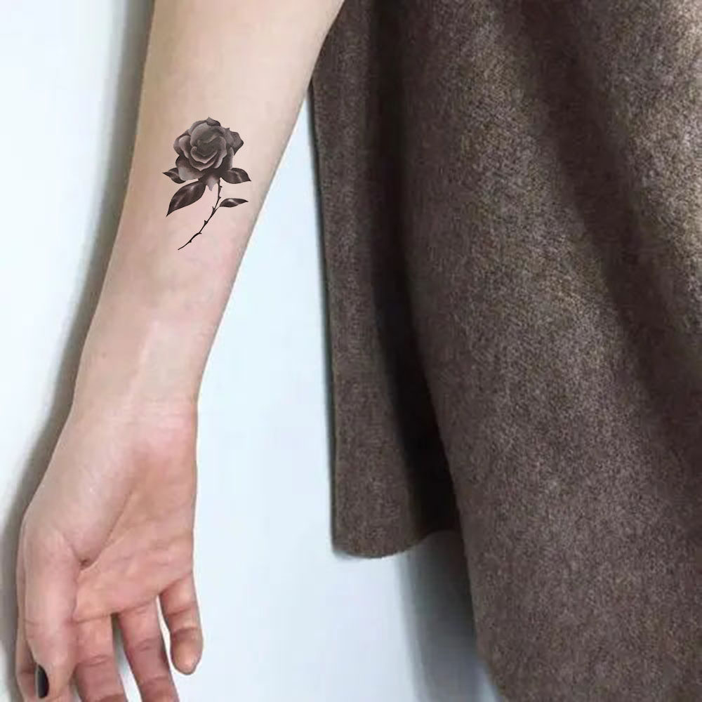 10张美丽的水彩牡丹玫瑰花临时纹身，适合女性女孩和成人，肩部和手臂袖子上的临时纹身，持久的逼真彩色蝴蝶花卉假纹身贴，防- Temu, image size:1000x1000