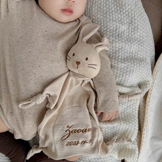 iikobaby 定制名字 有机棉可啃咬安抚巾宝宝可入口陪睡玩偶婴幼儿