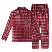 Gongmen pajamas men and women cotton long-sleeved trousers couples home clothes large size cotton plaid pair pajamas autumn