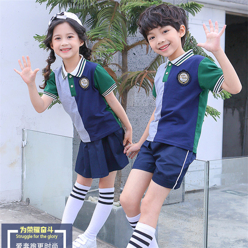 Kindergarten Garden Suit Summer Clothing Pure Cotton Inglém Wind Suit Children Banfu Elementary School Students Summer School Short Sleeve Games