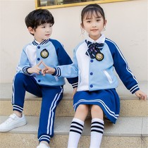 Kindergarten costume spring and autumn costume three sets of British-style pure cotton children's school costume kit for elementary school uniforms sports meeting