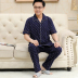 mens mùa hè đồ ngủ ngắn tay pajama quần cotton thiết lập quần áo nhà mỏng cardigan đồ ngủ trung niên cỡ lớn. 