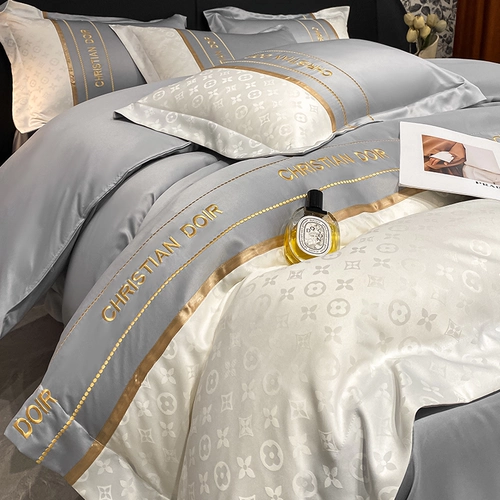 Летний шелковый шелковистый комплект, пододеяльник, простыня, легкий роскошный стиль, изысканный стиль, 4 предмета, постельные принадлежности