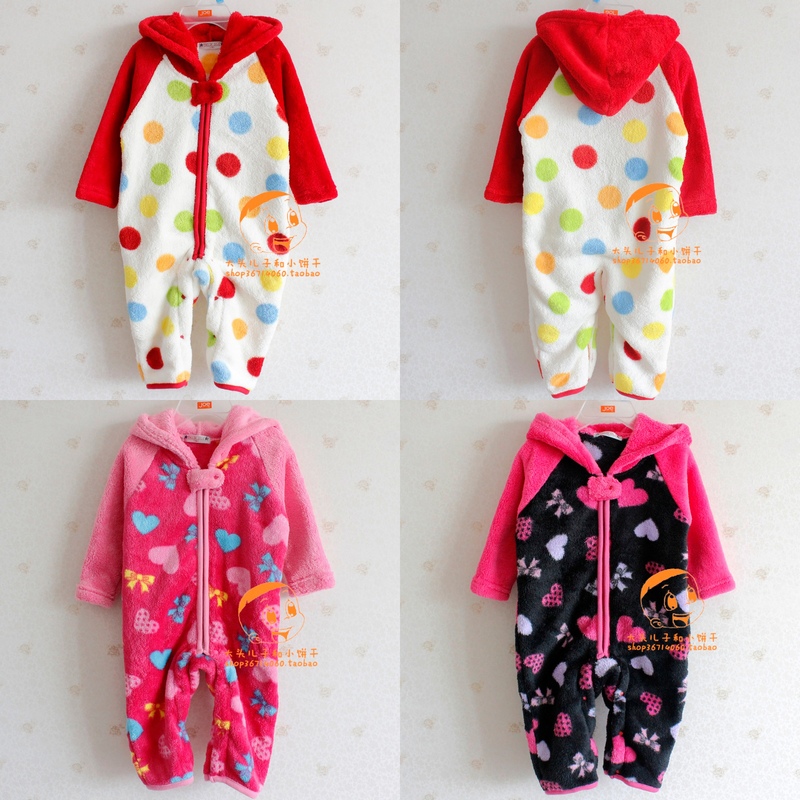 Day winter newborn warm coral fleece jumpsuit large size romper baby girl 70-80 yards